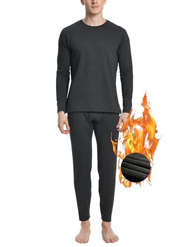 Nutria Thermounterwäsche Herren Warm, Weich Innenfleece Thermowäsche Set Skiunterwäsche Atmungsaktiv Funktionsunterwäsche Thermounterhemd & Thermounterhose U08 von Nutria