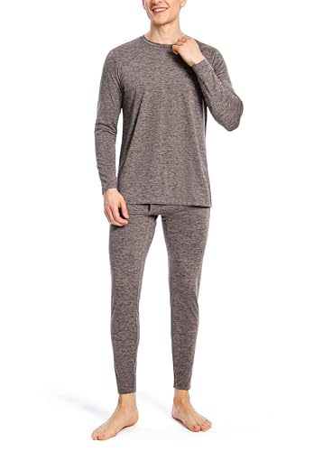 Nutria Thermounterwäsche Herren Set Unterwäsche Innenfleece Thermo Unterwäsche Thermooberteil Thermohose Base Layer Top&Bottom Lange Unterhosen für Männer Bei Kaltem Wetter Leichtgewicht U07 Braun L von Nutria