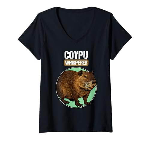 Damen Nutrias Sumpfbiber Biberratte Nutria T-Shirt mit V-Ausschnitt von Nutrias Sumpfbiber Biberratte Nutria Tier Shop