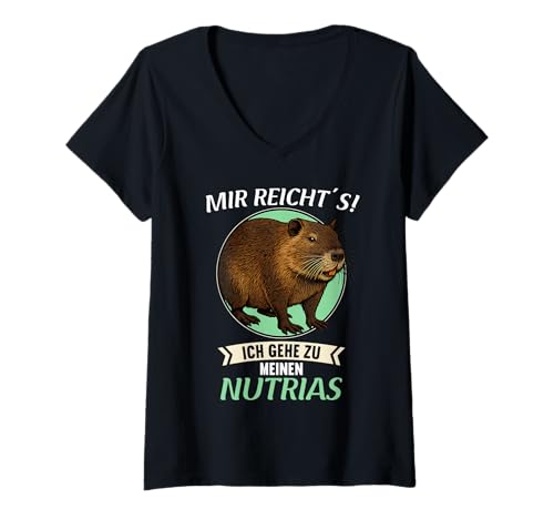Damen Nutrias Sumpfbiber Biberratte Nutria T-Shirt mit V-Ausschnitt von Nutrias Sumpfbiber Biberratte Nutria Tier Shop