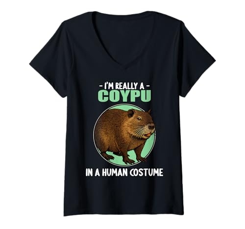Damen Nutrias Sumpfbiber Biberratte Nutria T-Shirt mit V-Ausschnitt Damen Nutrias Sumpfbiber Biberratte Nutria T-Shirt mit V-Ausschnitt von Nutrias Sumpfbiber Biberratte Nutria Tier Shop