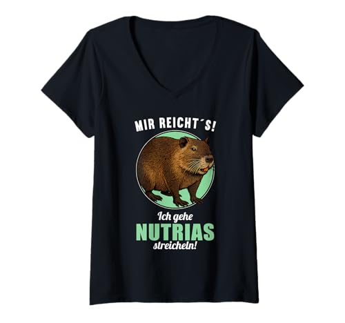 Damen Nutrias Sumpfbiber Biberratte Nutria T-Shirt mit V-Ausschnitt von Nutrias Sumpfbiber Biberratte Nutria Tier Shop