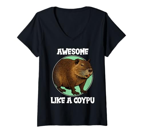 Damen Nutrias Sumpfbiber Biberratte Nutria T-Shirt mit V-Ausschnitt Damen Nutrias Sumpfbiber Biberratte Nutria T-Shirt mit V-Ausschnitt von Nutrias Sumpfbiber Biberratte Nutria Tier Shop