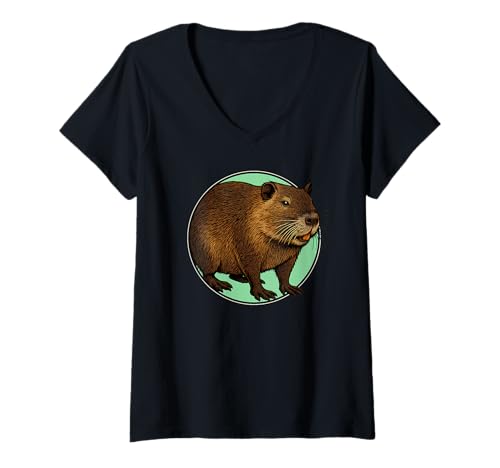 Damen Nutrias Sumpfbiber Biberratte Nutria T-Shirt mit V-Ausschnitt Damen Nutrias Sumpfbiber Biberratte Nutria T-Shirt mit V-Ausschnitt von Nutrias Sumpfbiber Biberratte Nutria Tier Shop