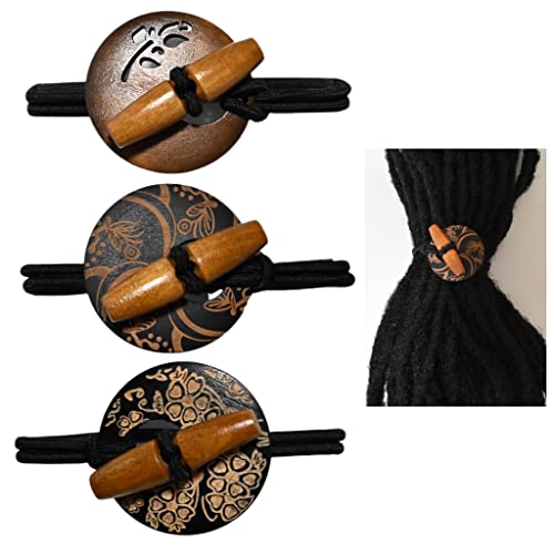 Nutty Natte 3 Stück Toggle Holz Schnitzerei Haargummi Dreadlock Zubehör extra langes elastisches Gummiband eingebetteter Pferdeschwanz Halter Loc Haarschmuck lange Dreadlocks Bänder für Frauen Herren dickes lockiges Haar (Blumenschnitzerei) Nutty Natte 3 Stück Toggle Holz Schnitzerei Haargummi Dreadlock Zubehör extra langes elastisches Gummiband eingebetteter Pferdeschwanz Halter Loc Haarschmuck lange Dreadlocks Bänder für Frauen Herren dickes lockiges Haar (Blumenschnitzerei) von Nutty Natte