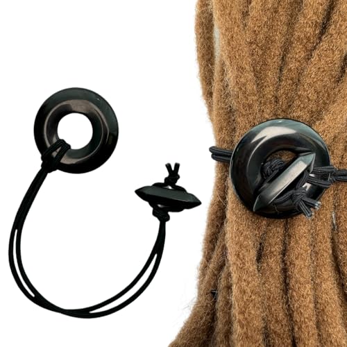 Nutty Natte Geknoteter elastischer Haargummi für Dreadlock und dickes Haar, echter Edelstein, Pferdeschwanz-Halter, Loc Haar-Accessoires, Dread-Krawatte für Damen und Herren, schwarzer Obsidian von Nutty Natte