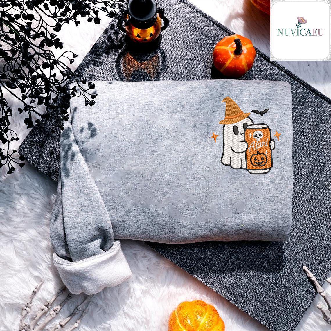 Besticktes Halloween Ghost Beer Shirt, Kürbis Sweatshirt, Hexenhut T-Shirt, Gespenst Stickerei, Herbst Party Outfit Besticktes Halloween Ghost Beer Shirt, Kürbis Sweatshirt, Hexenhut T-Shirt, Gespenst Stickerei, Herbst Party Outfit von NuvicaEU