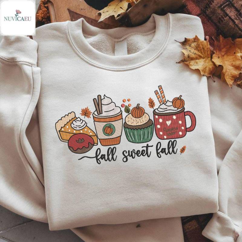 Embroidered Fall Sweet Shirt, Autumn Pumpkin Spice Sweatshirt, Cozy Coffee T-Shirt, Thanksgiving Dessert Top, Outfit Gift Embroidered Fall Sweet Shirt, Autumn Pumpkin Spice Sweatshirt, Cozy Coffee T-Shirt, Thanksgiving Dessert Top, Outfit Gift von NuvicaEU