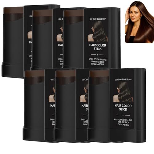 2-in-1-Haarfärbekammstift zur Abdeckung grauer Haare, temporärer, wasser- & schweißfester Haarstift mit integriertem Applikator, schnelle Anwendung für Männer & Frauen (Dunkelschwarz Braun 6 Stück) von Nuvilo