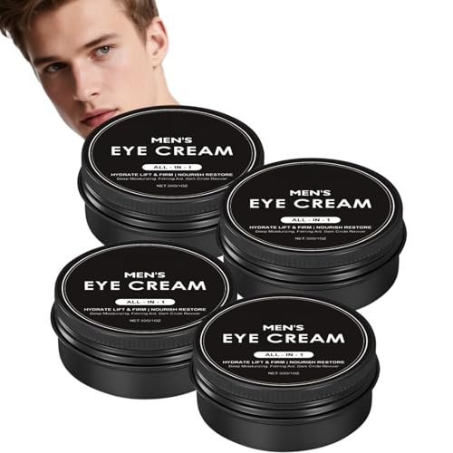 Augencreme für Männer, All-in-1-Creme gegen Augenringe, Schwellungen, Falten und Tränensäcke, feuchtigkeitsspendender Anti-Aging-Balsam mit Peptiden, Hyaluronsäure & Pflanzenextrakten (4pcs) von Nuvilo