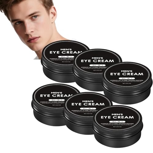 Augencreme für Männer, All-in-1-Creme gegen Augenringe, Schwellungen, Falten und Tränensäcke, feuchtigkeitsspendender Anti-Aging-Balsam mit Peptiden, Hyaluronsäure & Pflanzenextrakten (6pcs) von Nuvilo