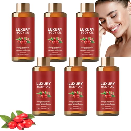 Glow Remedy Oil Hautstraffend, Straffendes & Tief Feuchtigkeitsspendendes Körperöl mit Kokosnuss, Hagebutte & Vitamin E, Leichtes Nicht Fettendes Massageöl für Frauen Nach dem Duschen (6pcs) von Nuvilo