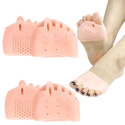 Nuvilo Zehentrenner aus Silikon mit Vorfußpolstern, atmungsaktive Silikon-Fußpolster für überlappende Zehen, Hammerzehen, Ballenentlastung, weiche Polsterhüllen für den Alltag (2 Pair) von Nuvilo