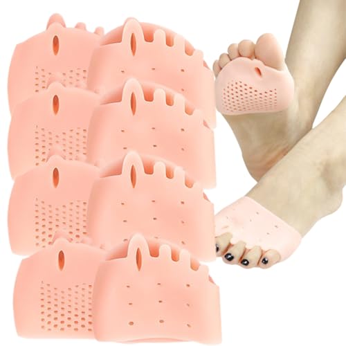 Nuvilo Zehentrenner aus Silikon mit Vorfußpolstern, atmungsaktive Silikon-Fußpolster für überlappende Zehen, Hammerzehen, Ballenentlastung, weiche Polsterhüllen für den Alltag (4 Pari) von Nuvilo