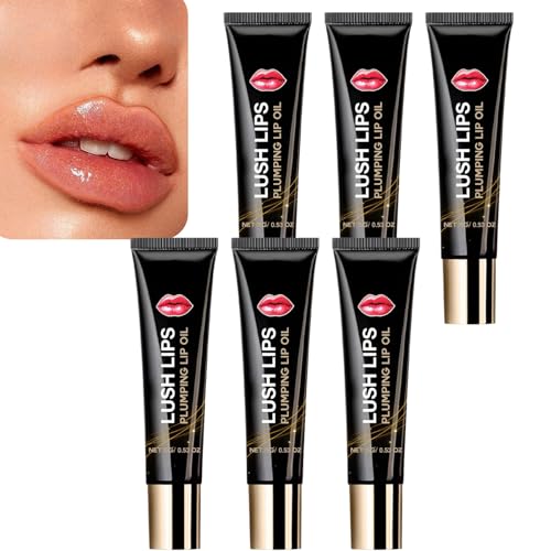 Plumping Lip Oil Serum, Hydrating & Nourishing Lip Booster with Hyaluronic Acid & Collagen, Lip Plumper Gloss & Lip Plumper Extreme, Plumpify Lip Plumping Serum for Fuller Lips, Reduces Lines (6pcs) von Nuvilo
