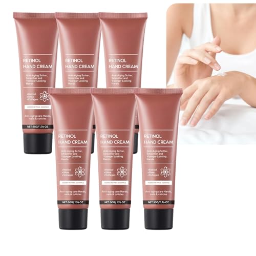 Retinol-Handcreme, Anti-Aging-Feuchtigkeitscreme mit Kollagen und Sheabutter, schnell einziehende Pflege für trockene, rissige Hände, nährende Nagel- und Nagelhautpflege (6pcs) von Nuvilo