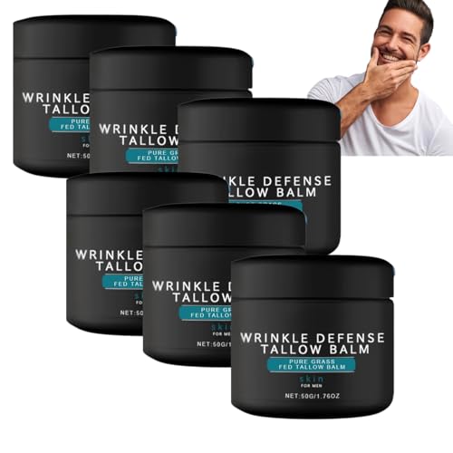 Rindertalg für die Haut, Talgbalsam für Männer, natürliche Feuchtigkeitscreme aus Weidehaltung, hydratisierende & nährende Creme für Gesicht, Körper & Hände, Anti-Trockenheits-Balsam für Männer (6pcs) von Nuvilo