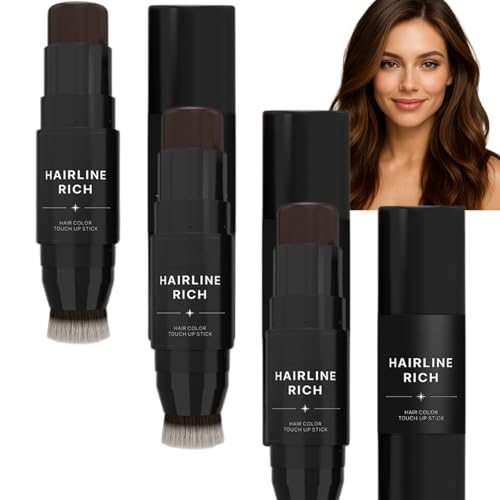 Root Touch Up Stick, doppelseitiger Hair Filler Stift mit Spitze & Pinsel, sofortige graue Haarabdeckung, wasserdicht, schweißfest & langanhaltend für Männer & Frauen (2# 3pcs) von Nuvilo