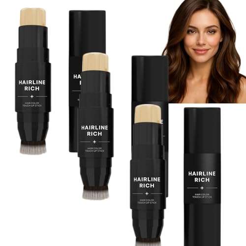 Root Touch Up Stick, doppelseitiger Hair Filler Stift mit Spitze & Pinsel, sofortige graue Haarabdeckung, wasserdicht, schweißfest & langanhaltend für Männer & Frauen (5# 3pcs) von Nuvilo