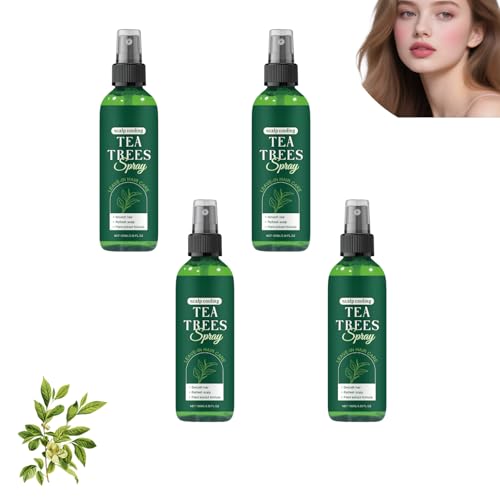 Teebaumöl Leave-In Conditioner Spray, feuchtigkeitsspendendes & nährendes Haarentwirrungsspray, beruhigt trockene Kopfhaut, Leave-In Conditioner für trockenes & geschädigtes Haar (4pcs) von Nuvilo