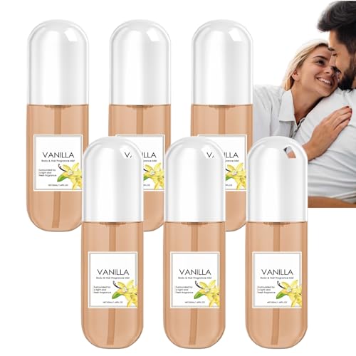 Vanille-Parfüm Körper & Haar-Duft-Nebel, 50ml Vanille-Körperspray für Frauen, lang anhaltender leichter frischer Duft, Reisegröße Haar-Parfüm-Nebel, täglich erfrischender Körper-Nebel (6pcs) von Nuvilo