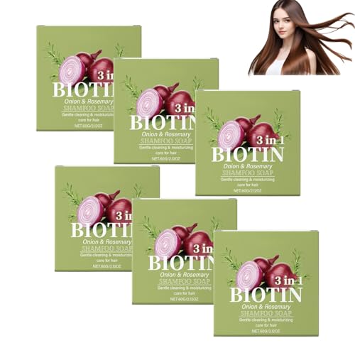 Zwiebel Rosmarin Shampoo Riegel für Haarwachstum, Biotin Haarseife gegen Haarausfall, festes sulfatfreies Shampoo, feuchtigkeitsspendende stärkende Haarpflege für Frauen & Männer (6pcs) von Nuvilo