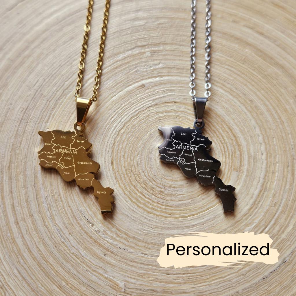 Armenien Regionen Kette - Armenia Map Necklace Länder Anhänger Geschenk Kaukasus Schmuck Pendant Personalisierbar von NuvoraJewelry