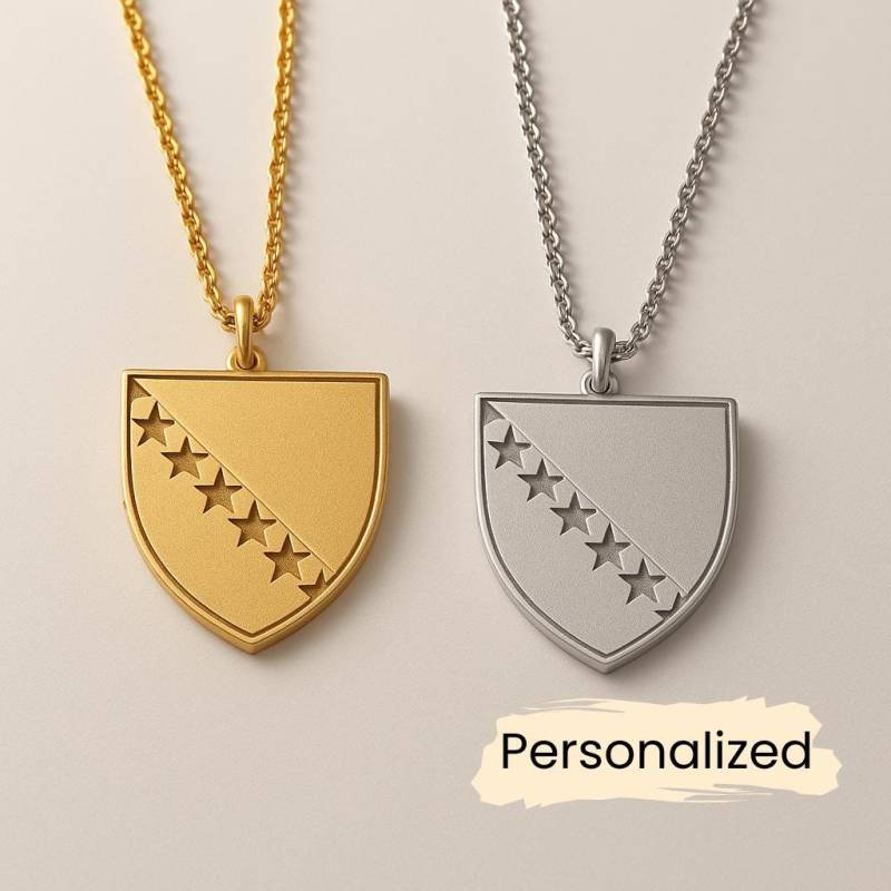 Bosnien Wappen Kette - Bosnia Coat Of Arms Necklace Länder Anhänger Balkan Schmuck Geschenk Pendant -Personalisierbar von NuvoraJewelry