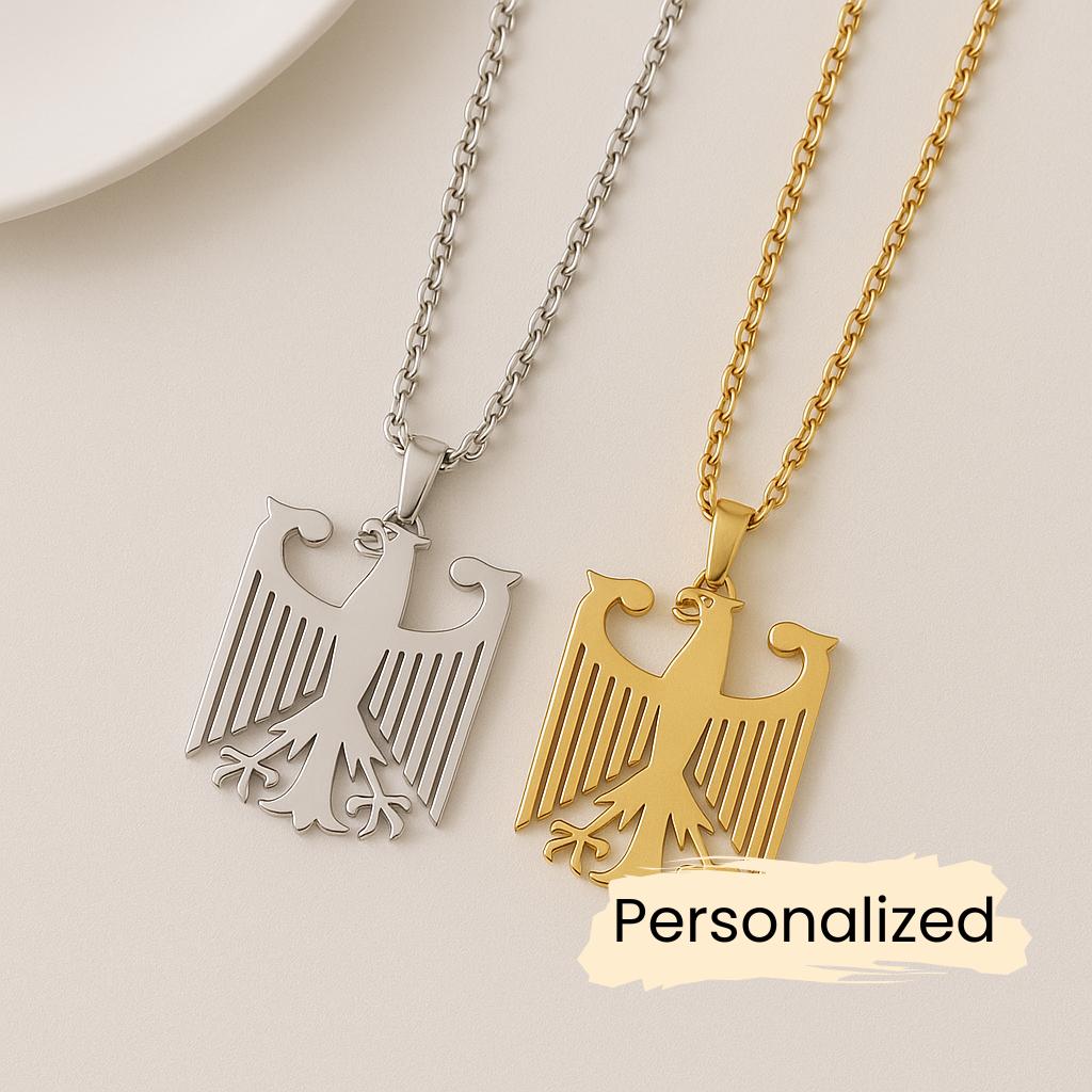 Deutschland Wappen Kette - Germany Eagle Necklace Länder Anhänger Geschenk Coat Of Arms Pendant Personalisierbar von NuvoraJewelry