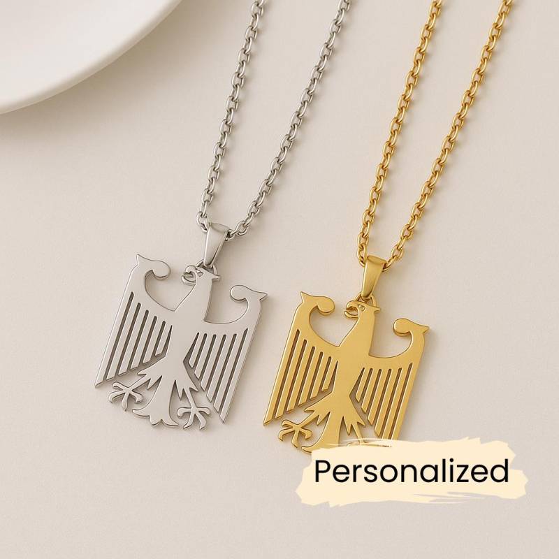 Deutschland Wappen Kette - Germany Eagle Necklace Länder Anhänger Geschenk Coat Of Arms Pendant Personalisierbar von NuvoraJewelry