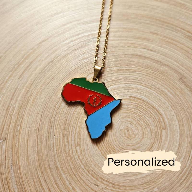Eritrea Kette - Africa Map Necklace Länder Anhänger Afrika Schmuck Geschenk Pendant Personalisierbar von NuvoraJewelry