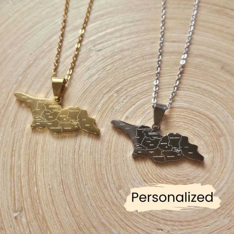 Georgien Kette - Georgia Map Necklace Gravierte Karte Länderkarte Anhänger Geschenk Für Georgier Personalisierbar von NuvoraJewelry