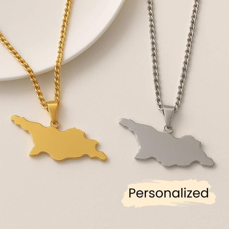 Georgien Kette - Georgia Map Necklace Länder Anhänger Geschenk Kaukasus Schmuck Pendant Personalisierbar von NuvoraJewelry