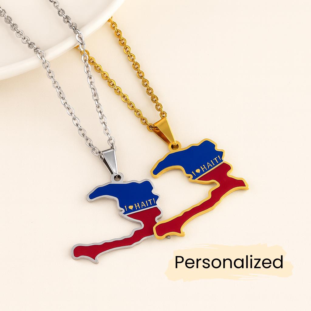 Haiti Kette - Map Necklace Länder Anhänger Geschenk Karibik Schmuck Pendant Personalisierbar von NuvoraJewelry