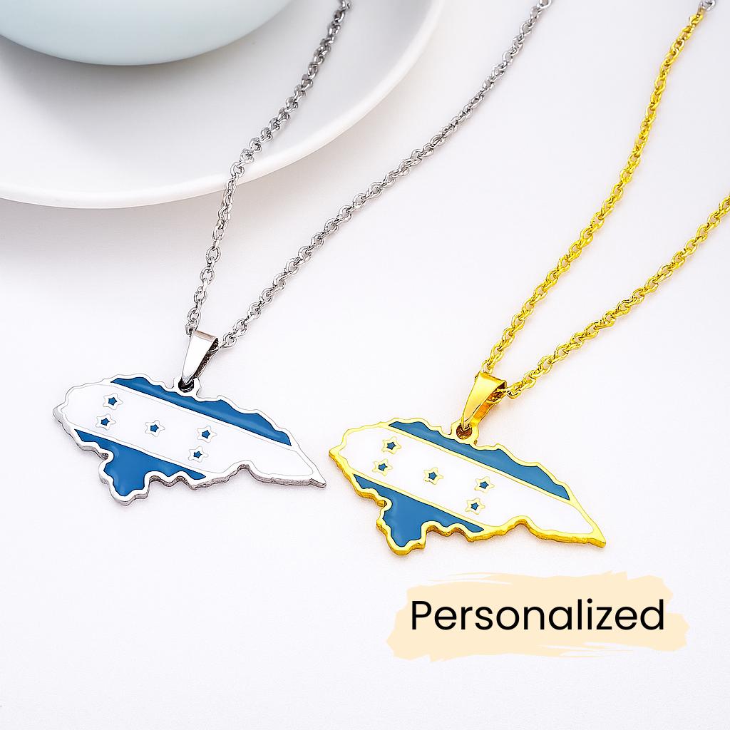 Honduras Kette - Map Necklace Länderkarte Anhänger Flagge Schmuck Geschenk Für Honduraner Personalisierbar von NuvoraJewelry