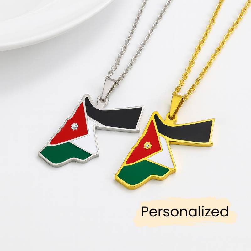 Jordanien Kette - Jordan Map Necklace Länder Anhänger Geschenk Orient Schmuck Pendant Personalisierbar von NuvoraJewelry