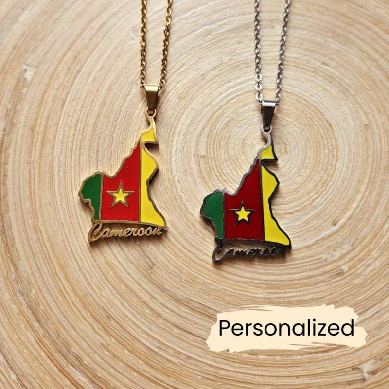 Kamerun Kette - Cameroon Map Necklace Länderkarte Anhänger Schmuck Africa Pendant Geschenk Für Kameruner Personlisierbar von NuvoraJewelry