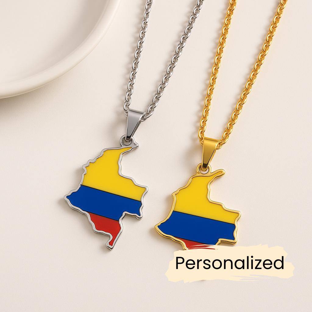 Kolumbien Kette - Colombia Map Necklace Länderkarte Anhänger Geschenk Für Kolumbianer Edelstahl Jewelry Personalisierbar von NuvoraJewelry