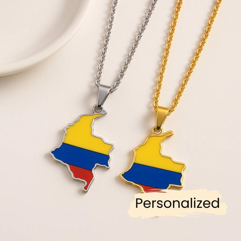 Kolumbien Kette - Colombia Map Necklace Länderkarte Anhänger Geschenk Für Kolumbianer Edelstahl Jewelry Personalisierbar von NuvoraJewelry