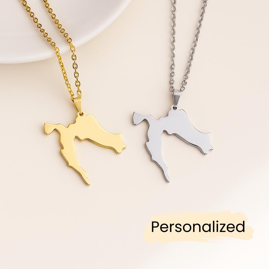Kroatien Kette - Croatia Map Necklace Länder Anhänger Geschenk Balkan Schmuck Pendant Personalisierbar von NuvoraJewelry