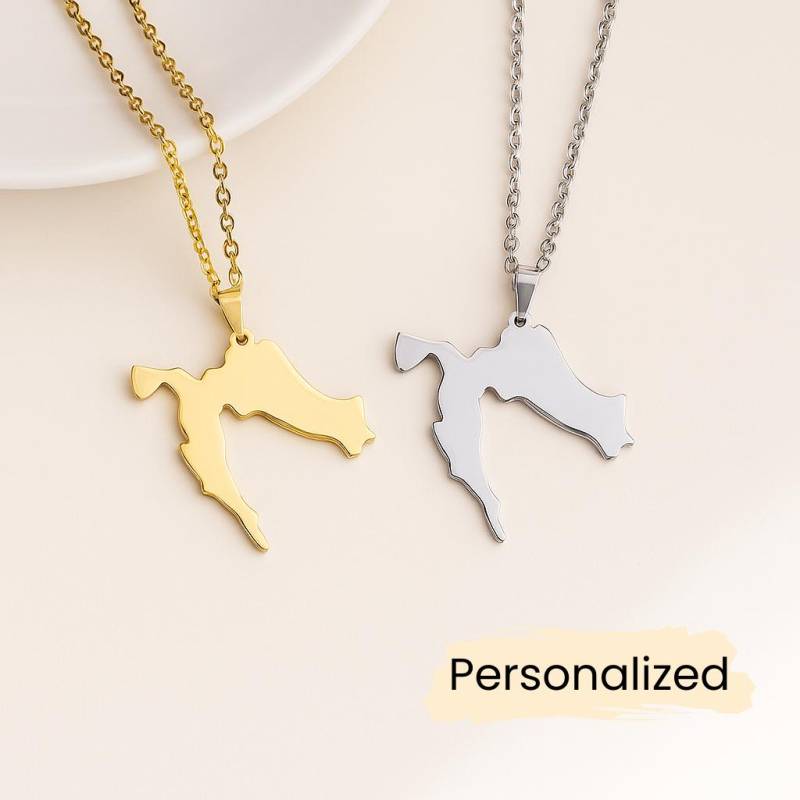 Kroatien Kette - Croatia Map Necklace Länder Anhänger Geschenk Balkan Schmuck Pendant Personalisierbar von NuvoraJewelry
