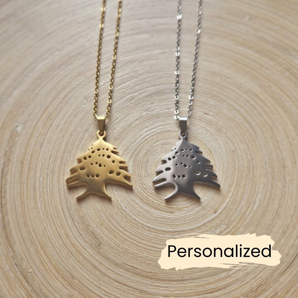 Libanon Wappen Kette - Lebanon Cedar Necklace Länder Anhänger Nahost Schmuck Geschenk Pendant Personalisierbar von NuvoraJewelry