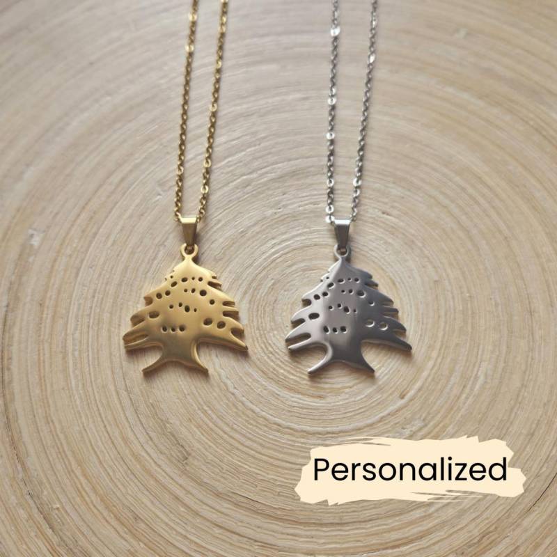 Libanon Wappen Kette - Lebanon Cedar Necklace Länder Anhänger Nahost Schmuck Geschenk Pendant Personalisierbar von NuvoraJewelry