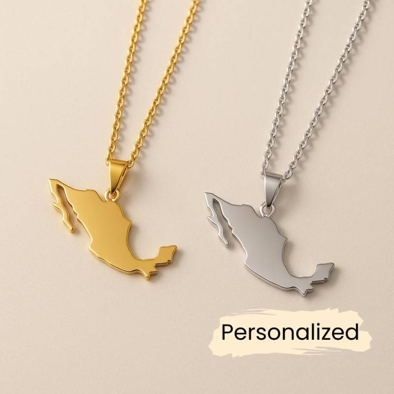 Mexiko Kette - Mexico Map Necklace Länder Anhänger Geschenk Lateinamerika Schmuck Pendant Personalisierung von NuvoraJewelry