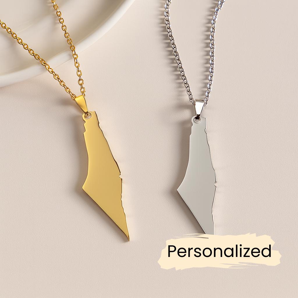 Palästina Kette - Palestine Map Necklace Länder Anhänger Nahost Schmuck Geschenk Pendant Personalisierbar von NuvoraJewelry