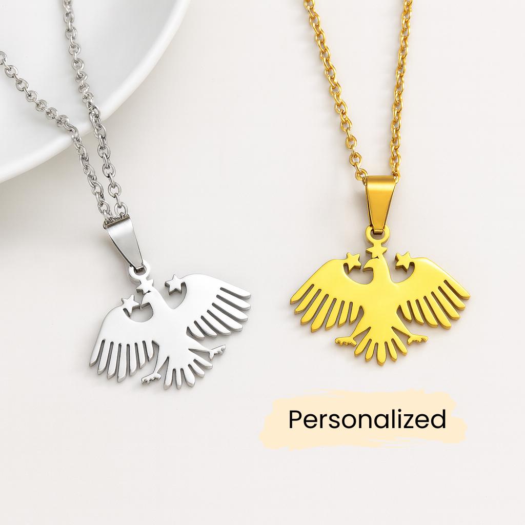 Syrien Wappen Kette - Syria Eagle Necklace Länder Anhänger Geschenk Nahost Schmuck Emblem Pendant Personalisierbar von NuvoraJewelry