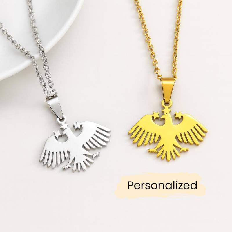 Syrien Wappen Kette - Syria Eagle Necklace Länder Anhänger Geschenk Nahost Schmuck Emblem Pendant Personalisierbar von NuvoraJewelry