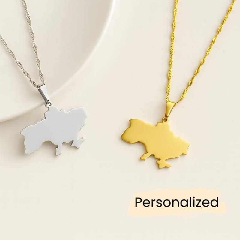 Ukraine Kette - Map Necklace Länderkarte Anhänger Halskette Geschenk Für Fans Personalisierbar von NuvoraJewelry