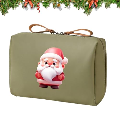 Nuyhadds Make-up-Tasche, großes Fassungsvermögen, Weihnachtsmann-Design, Reise-Kulturbeutel, Make-up-Organizer, tragbare Geldbörsen, Weihnachts-Make-up-Pinsel-Organizer, armee-grün, Refer to von Nuyhadds