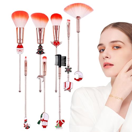 Nuyhadds Pinsel Weihnachtsset,Kosmetikpinsel, 8X Make-up-Pinsel-Werkzeugset, Professionelles Make-up-Werkzeugset für Gesicht und Augen, Make-up-Set für Frauen und Mädchen von Nuyhadds